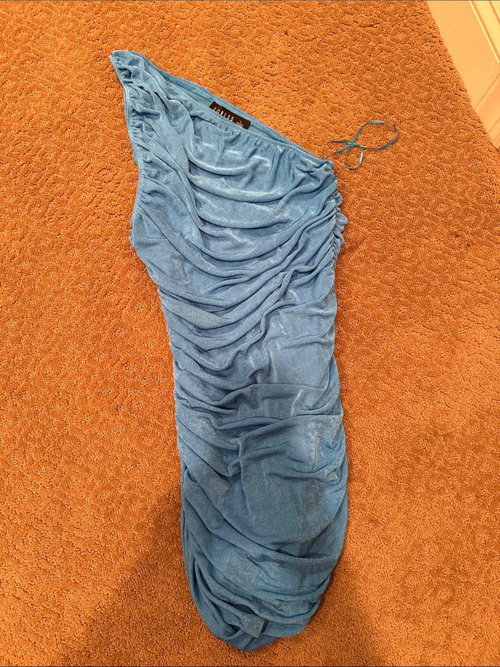 Lioness Electric Blue Draped One-Shoulder Midi Dress
